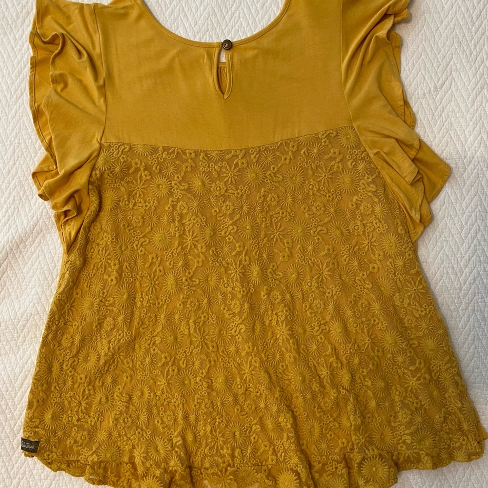 Mustard Yellow Ruffled Sleeve Top - Picture 4 of 4